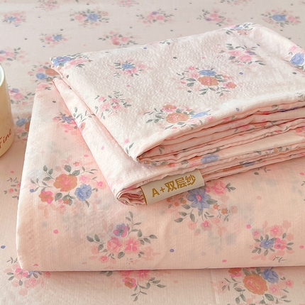 彩韵家纺 2025新款印花木m双层纱床单系列 木m双层纱-花影飘飘