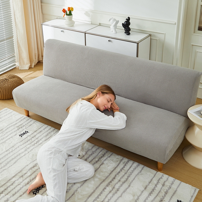 91家纺网 家纺一手货源 找家纺 逐日沙发套2025新款玉米绒沙发床套 浅灰