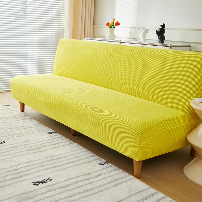 91家纺网 家纺一手货源 找家纺 逐日沙发套2025新款玉米绒沙发床套 柠檬黄