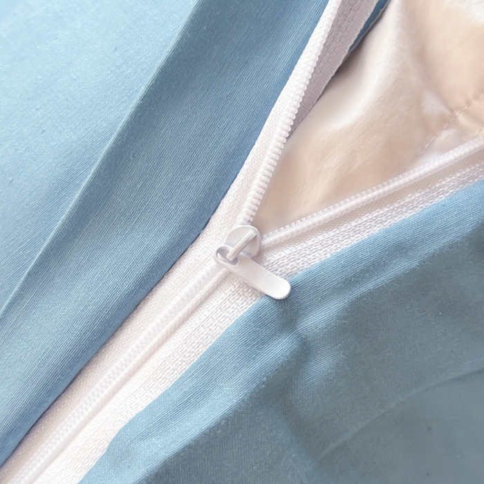 91家纺网 家纺一手货源 找家纺 简冠家纺 2025新款13372全棉纯色学生三件套 浅蓝