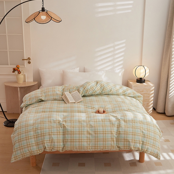 91家纺网 家纺一手货源 找家纺 DoDo 兜兜 2025新款全棉纯棉水洗棉系列单被套【可定做尺寸】 曼达-绿