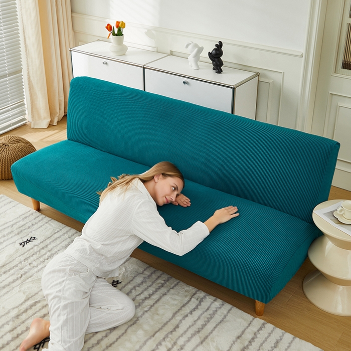 91家纺网 家纺一手货源 找家纺 逐日沙发套2025新款玉米绒沙发床套 青石蓝