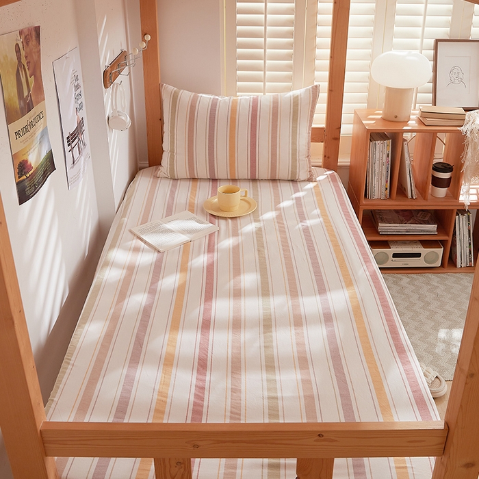 91家纺网 家纺一手货源 找家纺 DoDo 兜兜 2025新款全棉纯棉水洗棉学生床笠【可定做尺寸】 里威-深咖