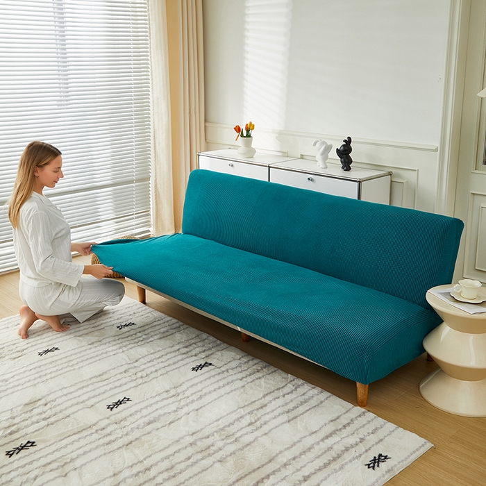 91家纺网 家纺一手货源 找家纺 逐日沙发套2025新款玉米绒沙发床套 青石蓝