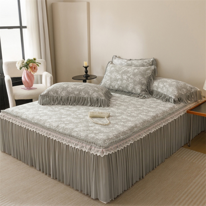 91家纺网 家纺一手货源 找家纺 好儿喜家纺 2025新款海洋丝凉感豆豆床裙凉席-缤纷玫瑰 缤纷玫瑰-灰