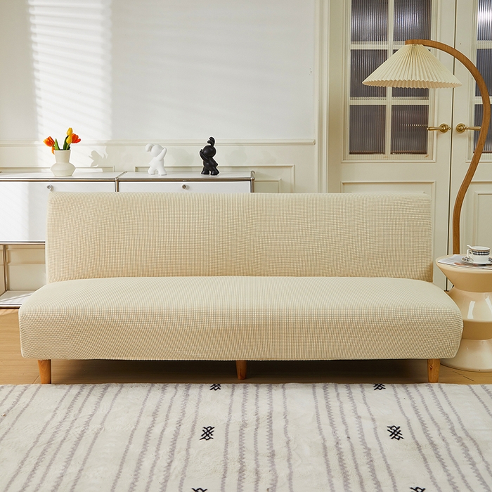 91家纺网 家纺一手货源 找家纺 逐日沙发套2025新款玉米绒沙发床套 米黄