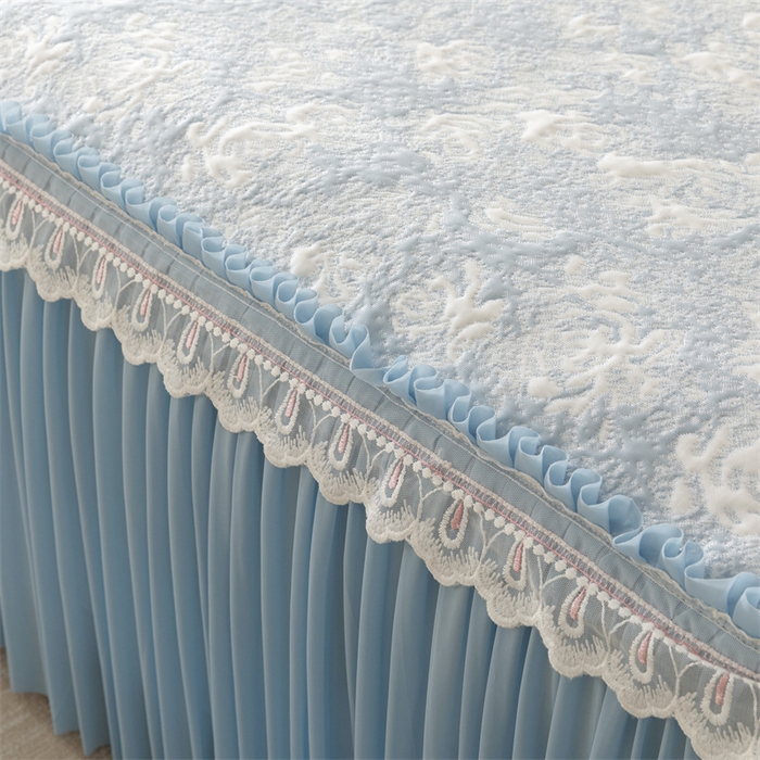 91家纺网 家纺一手货源 找家纺 （总）好儿喜家纺 2025新款海洋丝凉感豆豆床裙凉席-缤纷玫瑰