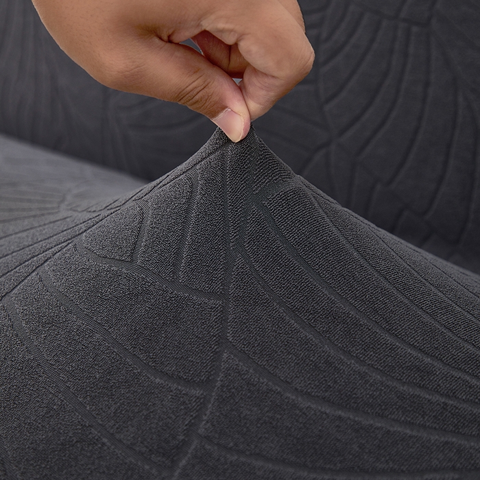 91家纺网 家纺一手货源 找家纺 逐日沙发套2025新款大树叶沙发床套 防水提花大树叶 -深灰