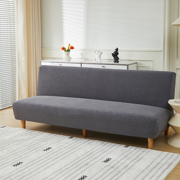 91家纺网 家纺一手货源 找家纺 逐日沙发套2025新款大树叶沙发床套 防水提花大树叶 -深灰