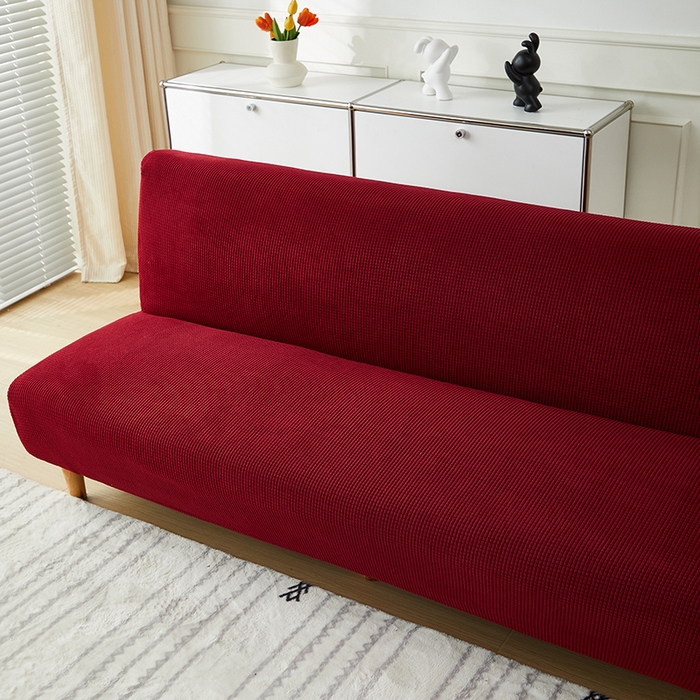 91家纺网 家纺一手货源 找家纺 逐日沙发套2025新款玉米绒沙发床套 拉菲红