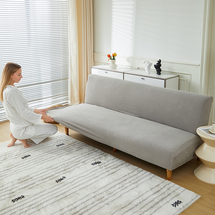 91家纺网 家纺一手货源 找家纺 逐日沙发套2025新款玉米绒沙发床套 浅灰