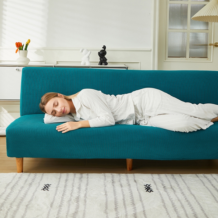 91家纺网 家纺一手货源 找家纺 逐日沙发套2025新款玉米绒沙发床套 青石蓝