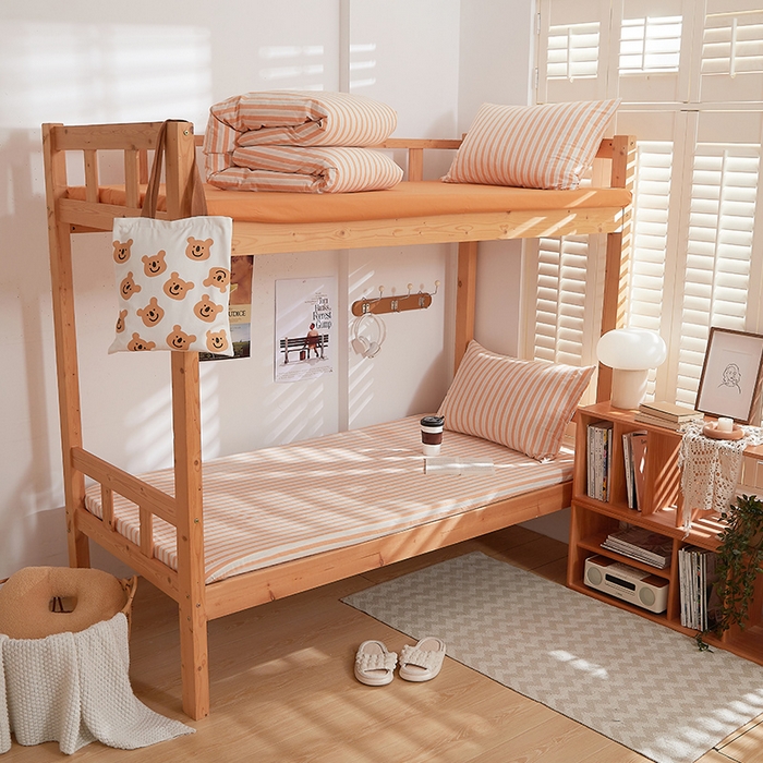 91家纺网 家纺一手货源 找家纺 DoDo 兜兜 2025新款全棉纯棉水洗棉学生床笠【可定做尺寸】 北辰-桔