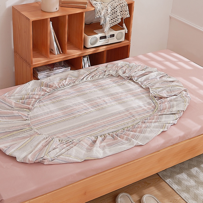 91家纺网 家纺一手货源 找家纺 DoDo 兜兜 2025新款全棉纯棉水洗棉学生床笠【可定做尺寸】 米拉-粉