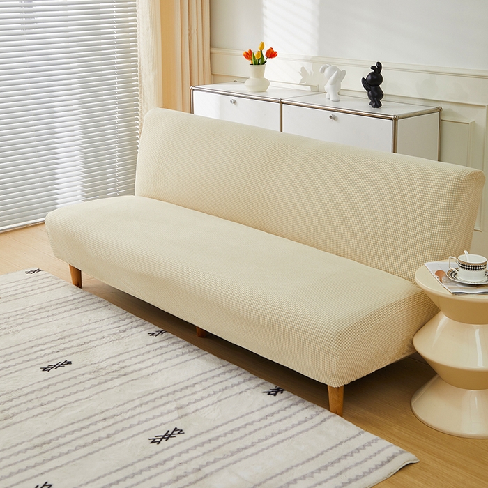91家纺网 家纺一手货源 找家纺 逐日沙发套2025新款玉米绒沙发床套 米黄