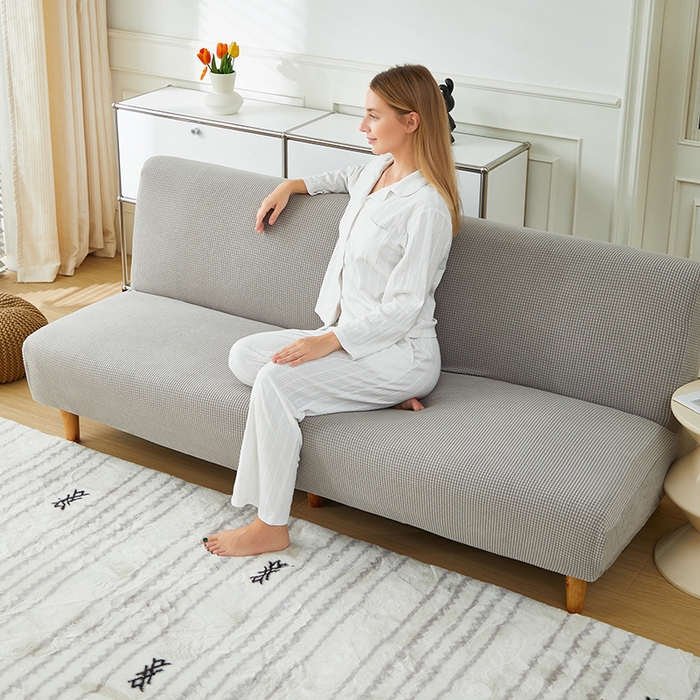 91家纺网 家纺一手货源 找家纺 逐日沙发套2025新款玉米绒沙发床套 浅灰