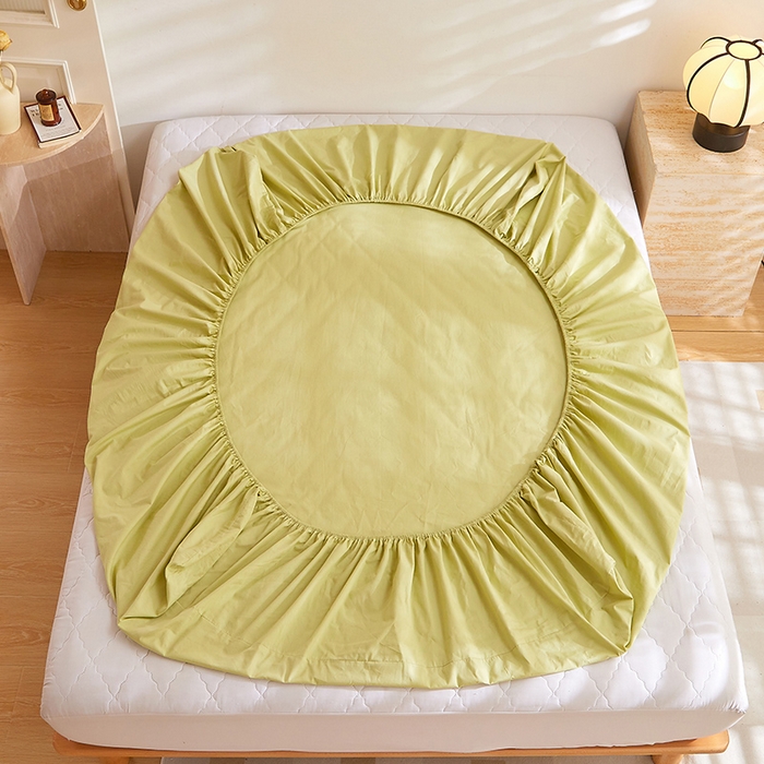 91家纺网 家纺一手货源 找家纺 DoDo 兜兜 2025新款全棉纯棉水洗棉大床床笠【可定做尺寸】 豌豆青绿