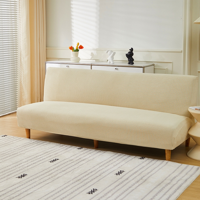 91家纺网 家纺一手货源 找家纺 逐日沙发套2025新款玉米绒沙发床套 米黄