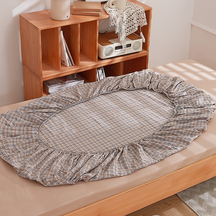 91家纺网 家纺一手货源 找家纺 DoDo 兜兜 2025新款全棉纯棉水洗棉学生床笠【可定做尺寸】 麦田-咖