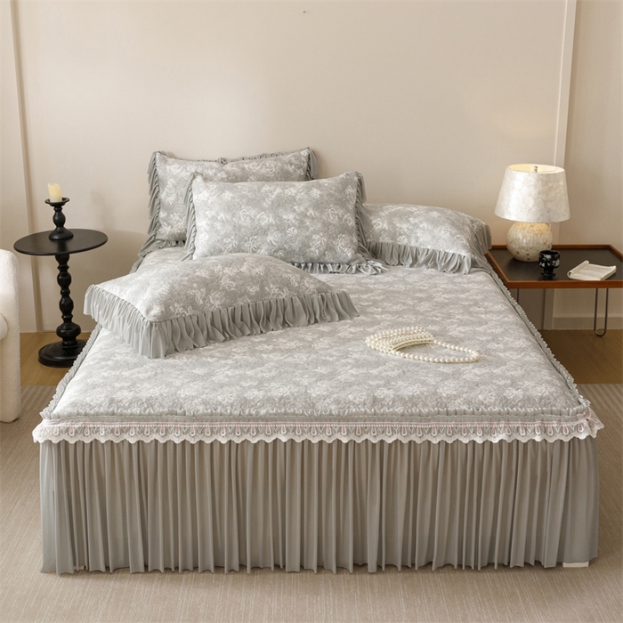 91家纺网 家纺一手货源 找家纺 好儿喜家纺 2025新款海洋丝凉感豆豆床裙凉席-缤纷玫瑰 缤纷玫瑰-灰