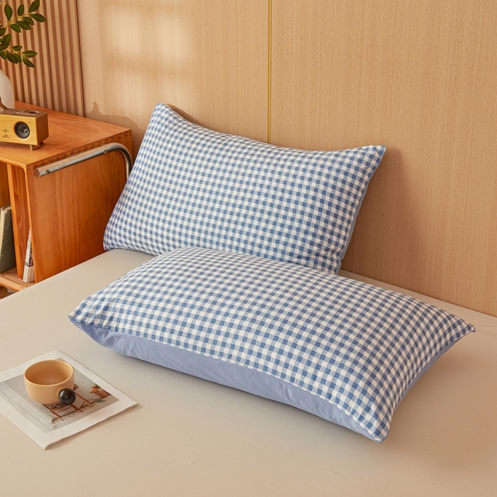 91家纺网 家纺一手货源 找家纺 美尔惠家纺 2025新款无印水洗棉格子春秋被冬被被子被芯学生季被芯 蓝小格
