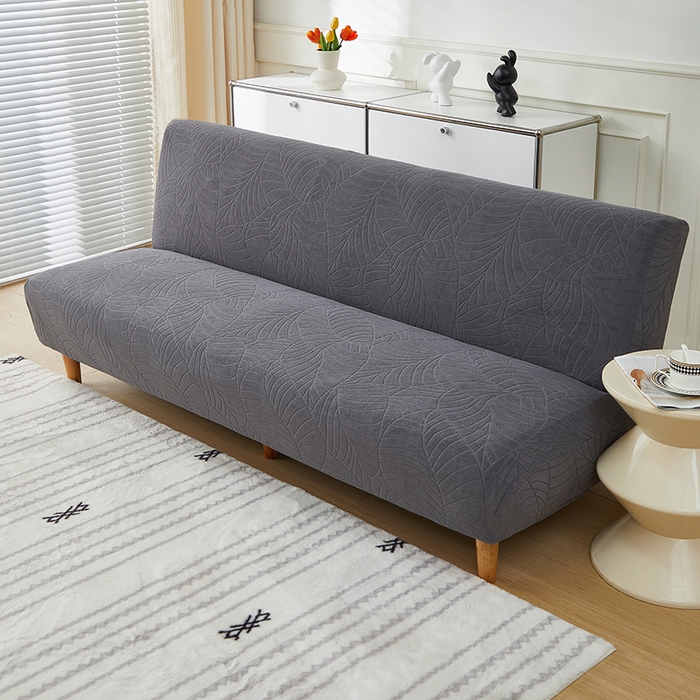 91家纺网 家纺一手货源 找家纺 逐日沙发套2025新款大树叶沙发床套 防水提花大树叶 -深灰