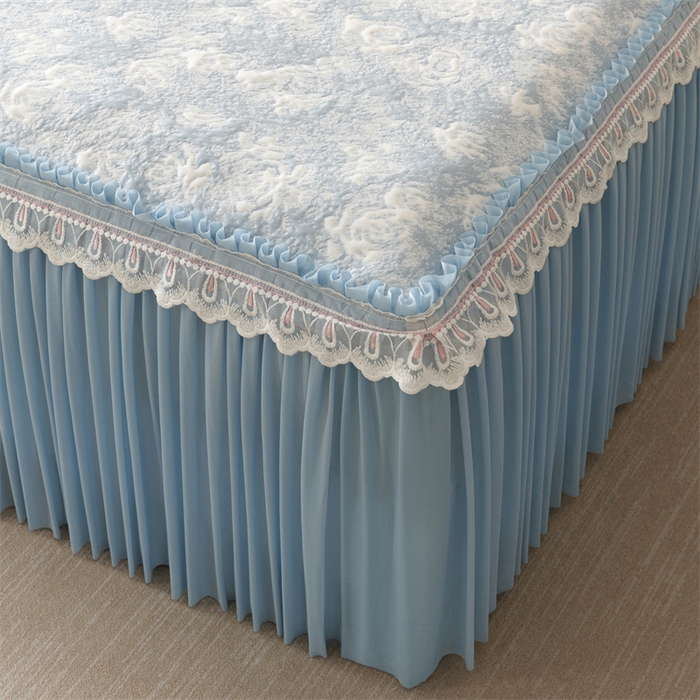 91家纺网 家纺一手货源 找家纺 （总）好儿喜家纺 2025新款海洋丝凉感豆豆床裙凉席-缤纷玫瑰