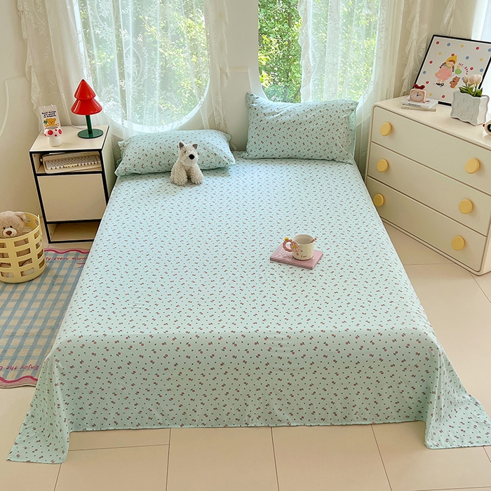 91家纺网 家纺一手货源 找家纺 卡迪熊家纺 2025新款印花木m双层纱床单系列 木m双层纱-芳香玫瑰