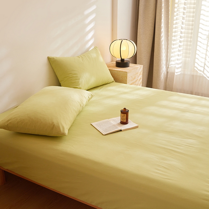 91家纺网 家纺一手货源 找家纺 DoDo 兜兜 2025新款全棉纯棉水洗棉大床床笠【可定做尺寸】 豌豆青绿