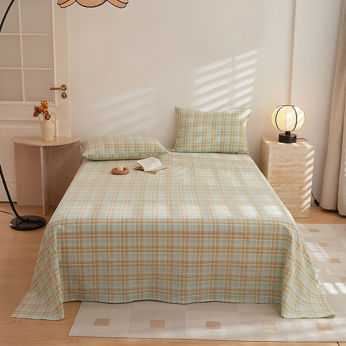 91家纺网 家纺一手货源 找家纺 DoDo 兜兜 2026新款全棉纯棉水洗棉系列单床单【可定做尺寸】 曼达-绿