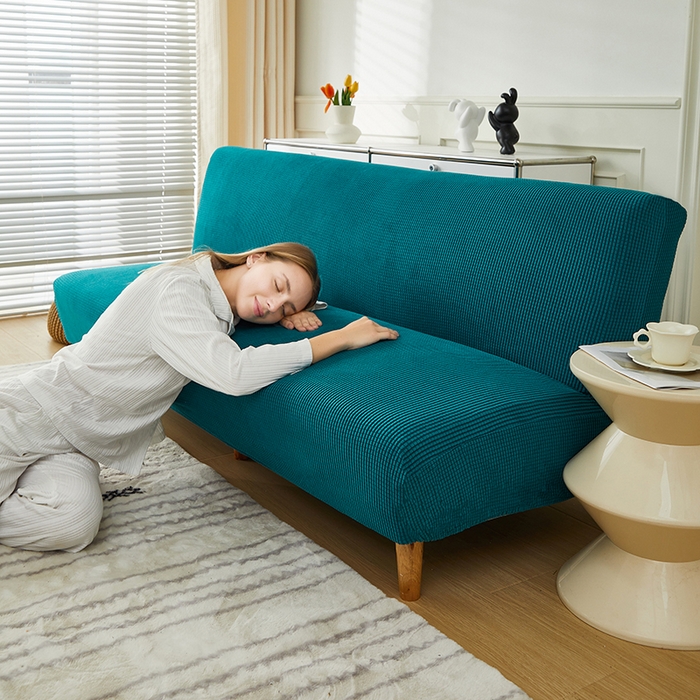 91家纺网 家纺一手货源 找家纺 逐日沙发套2025新款玉米绒沙发床套 青石蓝