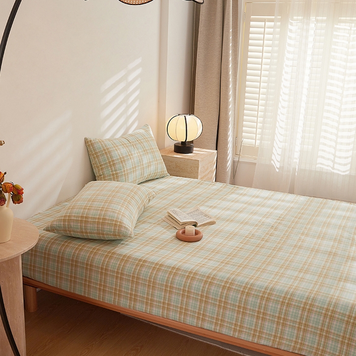 91家纺网 家纺一手货源 找家纺 DoDo 兜兜 2025新款全棉纯棉水洗棉大床床笠【可定做尺寸】 曼达-绿