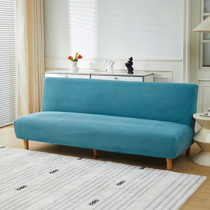 91家纺网 家纺一手货源 找家纺 逐日沙发套2025新款玉米绒沙发床套 西湖蓝