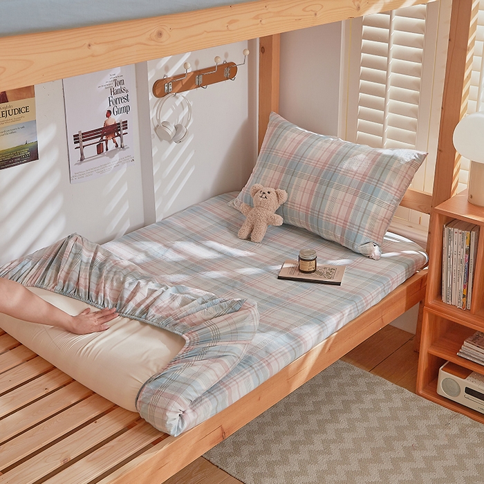 91家纺网 家纺一手货源 找家纺 DoDo 兜兜 2025新款全棉纯棉水洗棉学生床笠【可定做尺寸】 森沐-绿