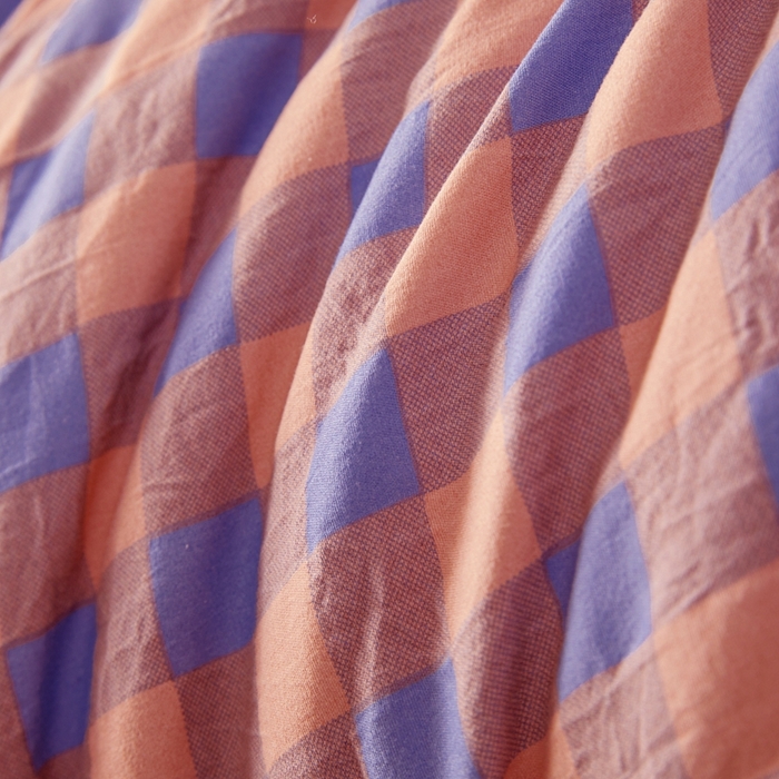 91家纺网 家纺一手货源 找家纺 美尔惠家纺 2025新款无印水洗棉格子春秋被冬被被子被芯学生季被芯 粉紫中格