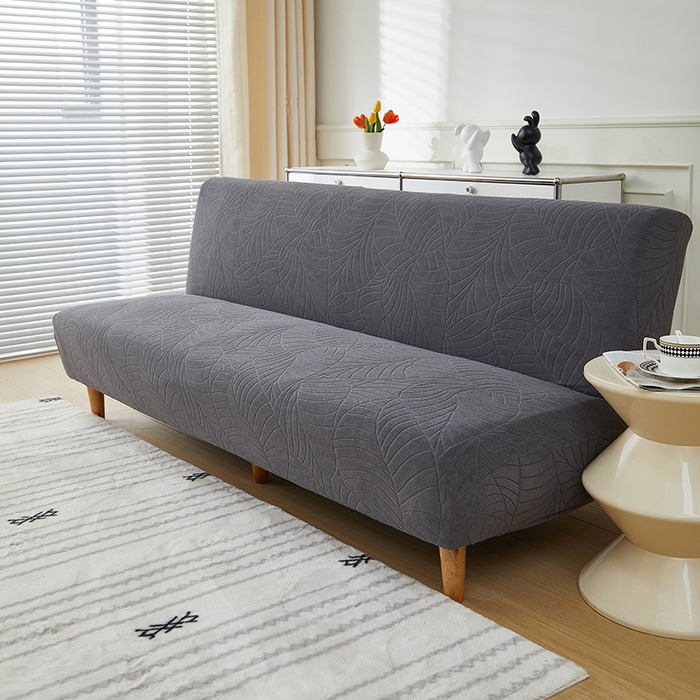 91家纺网 家纺一手货源 找家纺 逐日沙发套2025新款大树叶沙发床套 防水提花大树叶 -深灰