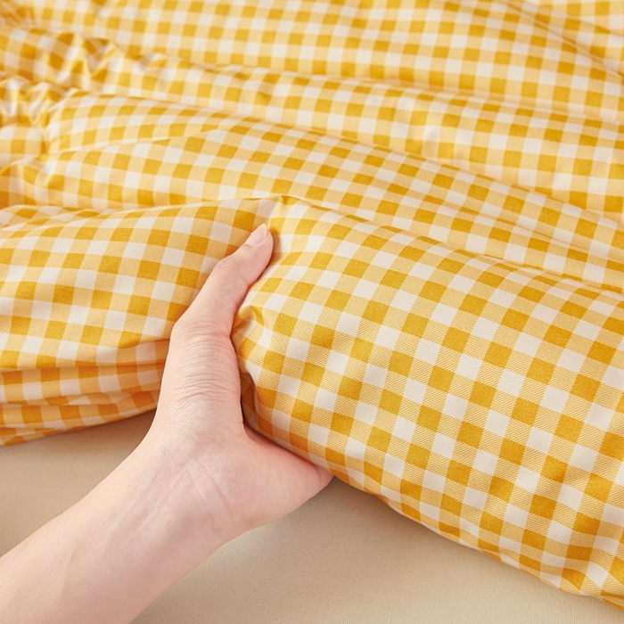 91家纺网 家纺一手货源 找家纺 美尔惠家纺 2025新款无印水洗棉格子春秋被冬被被子被芯学生季被芯 黄小格