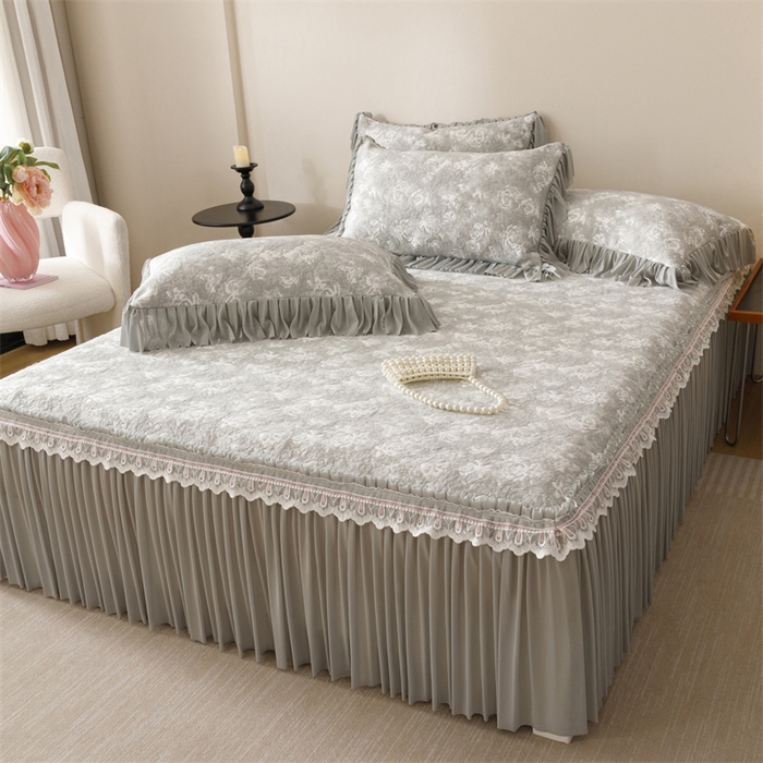 91家纺网 家纺一手货源 找家纺 好儿喜家纺 2025新款海洋丝凉感豆豆床裙凉席-缤纷玫瑰 缤纷玫瑰-灰