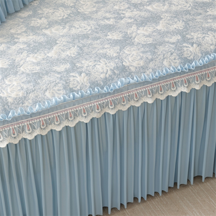 91家纺网 家纺一手货源 找家纺 好儿喜家纺 2025新款海洋丝凉感豆豆床裙凉席-缤纷玫瑰 缤纷玫瑰-蓝