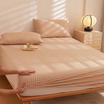 91家纺网 家纺一手货源 找家纺 DoDo 兜兜 2025新款全棉纯棉水洗棉大床床笠【可定做尺寸】 米雅-黄