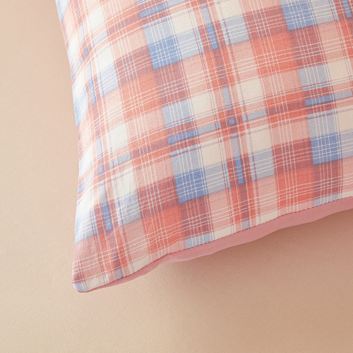 91家纺网 家纺一手货源 找家纺 美尔惠家纺 2025新款无印水洗棉格子春秋被冬被被子被芯学生季被芯 云舒粉