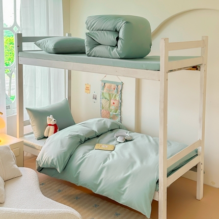 简冠家纺 2025新款13372全棉纯色学生三件套 浅绿