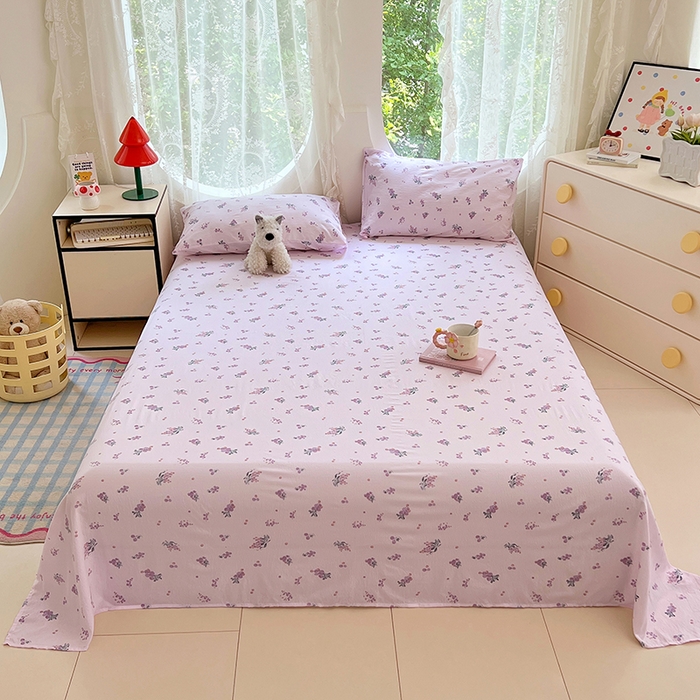 91家纺网 家纺一手货源 找家纺 彩韵家纺 2025新款印花木m双层纱床单系列 木m双层纱-紫玉葡萄