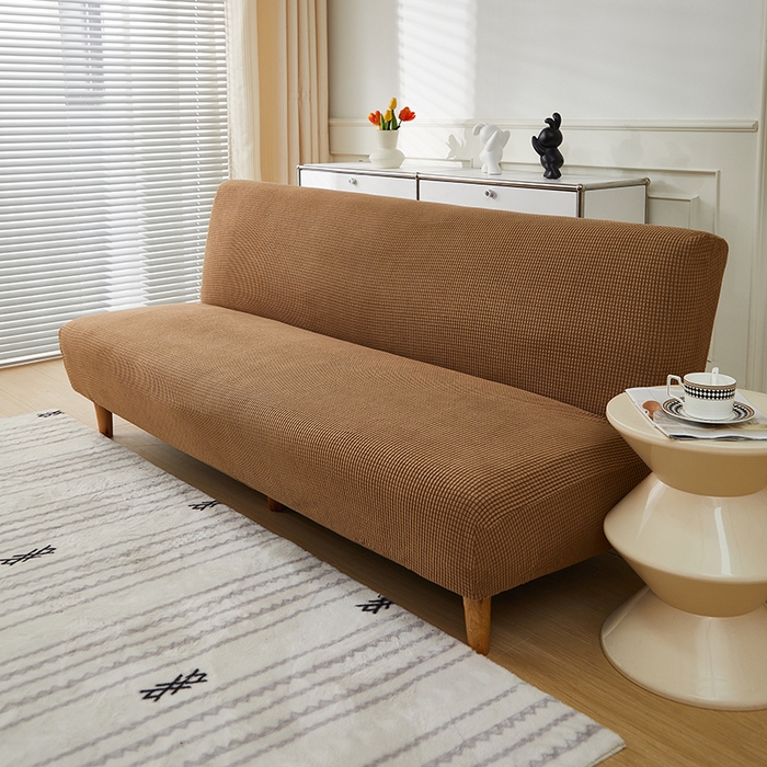 91家纺网 家纺一手货源 找家纺 逐日沙发套2025新款玉米绒沙发床套 驼色