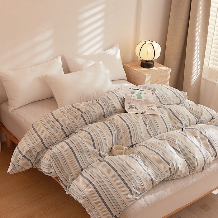 91家纺网 家纺一手货源 找家纺 DoDo 兜兜 2025新款全棉纯棉水洗棉系列单被套【可定做尺寸】 米拉-蓝