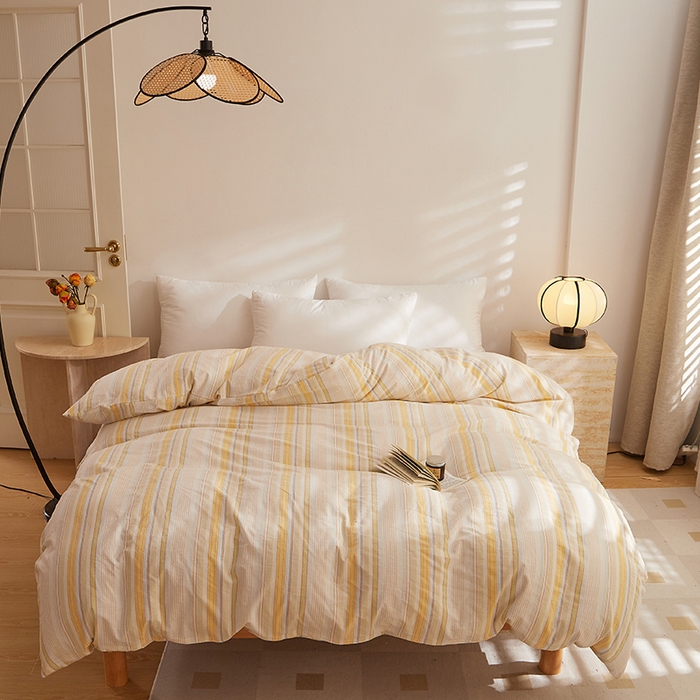 91家纺网 家纺一手货源 找家纺 DoDo 兜兜 2025新款全棉纯棉水洗棉系列单被套【可定做尺寸】 米拉-黄