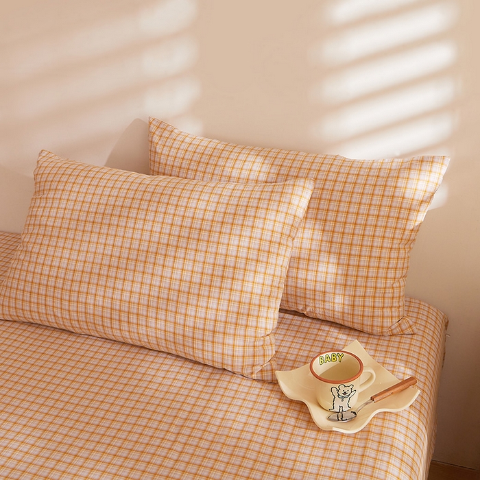 91家纺网 家纺一手货源 找家纺 DoDo 兜兜 2025新款全棉纯棉水洗棉系列单枕套【可定做尺寸】 米雅-黄