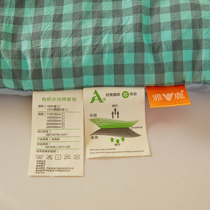 91家纺网 家纺一手货源 找家纺 美尔惠家纺 2025新款无印水洗棉格子春秋被冬被被子被芯学生季被芯 蓝绿小格
