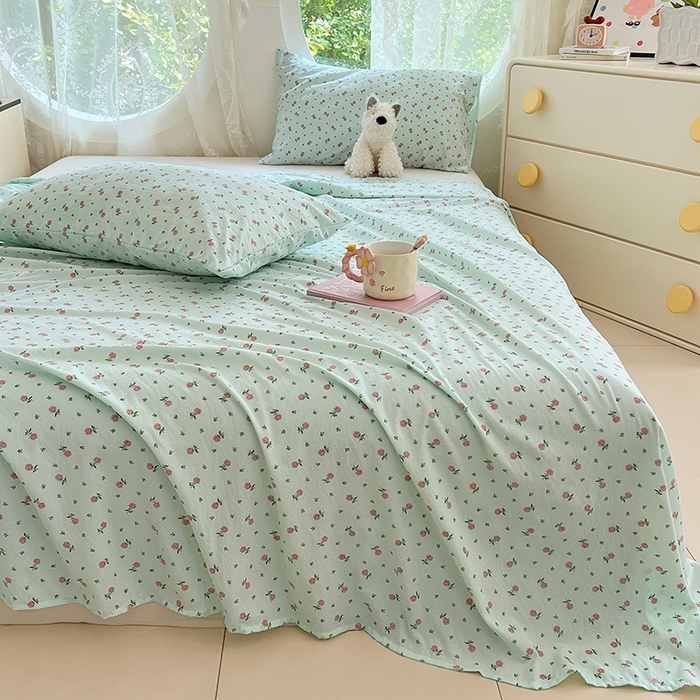 91家纺网 家纺一手货源 找家纺 彩韵家纺 2025新款印花木m双层纱床单系列 木m双层纱-芳香玫瑰