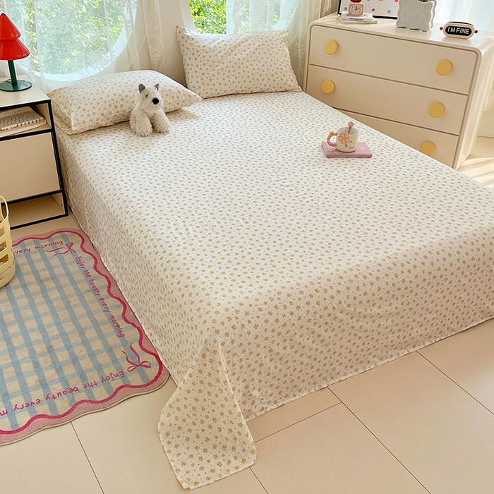 91家纺网 家纺一手货源 找家纺 卡迪熊家纺 2025新款印花木m双层纱床单系列 木m双层纱-幽梦玫瑰